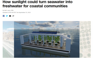 Green News: Turning Sea Water Into Fresh Water Using Sunlight
